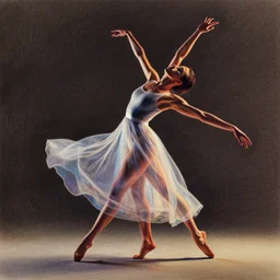 modern dancer in translucent dress, dramatic cinematic lighting, behance, artstation, colored pencil drawing