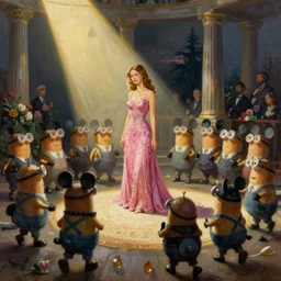 Painting of Minons ruining a prom by Norman Rockwell & Zdzisław Beksiński