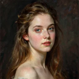 A portrait of Allison Mack by Edmund Blair Leighton