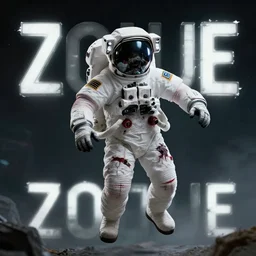realistic photo zombie astronaut floating textLuke