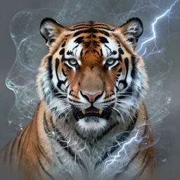 a detailed portrait of dreampunk god ( tiger ) fractal ( glass ) ( lightning ) beautiful! by tomasz alen kopera and peter mohrbacher