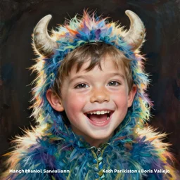 A Happy Monster Boy, art by Manuel Sanjulian and Keith Parkinson and Boris Vallejo, Hyperrealism