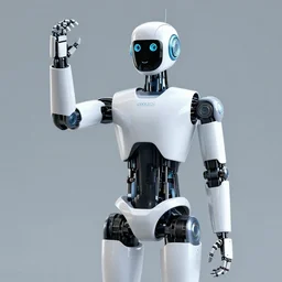 humanoid robot with one raised arm
