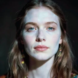 out of focus photorealistic portrait of a beautiful hippie woman by saul leiter, very blurry, translucent white skin