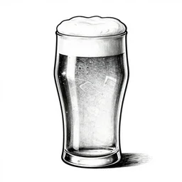 illustration of an english beer pint. hand drawing. line draw. detail. hq. black and white.