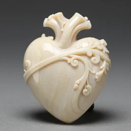 intricate heart delicately carved into large block of ivory, c anon 5 d 5 0 mm lens