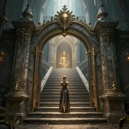 the gate to the eternal kingdom of stairs, fantasy, digital art, hd, detailed.