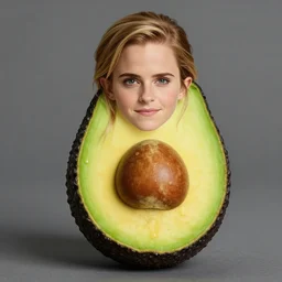 anthropomorphic photograph of emma watson an avocado
