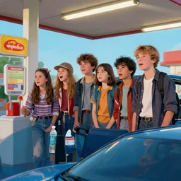 martian teens at a drive thru watching the movie invaders from earth, artstation