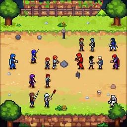 a pixel art battle scene