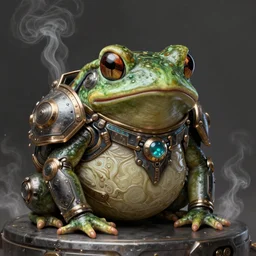 a slimy anthropomorphic toad king wearing ornate cyberpunk armor, smooth, intricate, elegant, digital painting, artstation, steam, grungy steel, concept art, sharp focus, octane render, illustration, art by josan gonzalez,