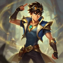 Ezreal (league of legends, 2009), artwork by kentaro miura, artstation,
