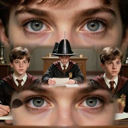 sharp, highly detailed, high quality frame from a 2 0 2 0 sci fi color movie, set in 1 9 5 5 in an alternate universe, mid distant shot of three students in a lesson on magic, at the'school of science and magic ', good cinematic lighting, in focus, cinematic still, high quality scan, in focus, detailed eyes, realistic faces and details, award winning lighting