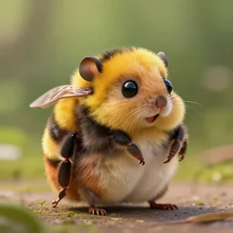 bumblebee - dormouse hybrid, by weta digital, wildlife photography, 3 - dimensional, 4 k, happy, natural lighting