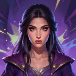 head-on symmetrical centered painted portrait, Maya Ali as a D&D sorcerer, matte painting Arcane DOTA Blizzard pixar, maya engine on stylized background splash comics global illumination lighting artstation, by ilya kuvshinov