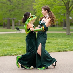 tow frogs dancing in a prom