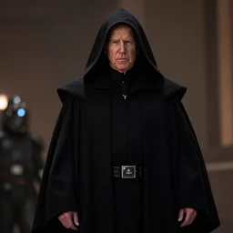 joe biden in star wars as emperor palpatine movie still, cinematic lighting, wearing hooded black robe, unlimited power, ray tracing, octane render, long lens, shallow depth of field, bokeh, 8 k, hyper detailed, 3 5 mm film grain,
