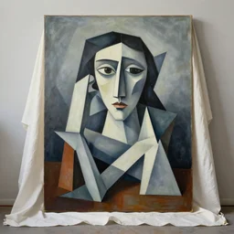 a photo studio with a cloth draped over it, an ultrafine detailed painting by kay sage, behance, cubism, cubism, angular, vray tracing
