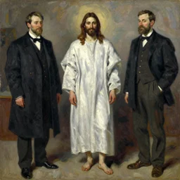 impressionist brushstrokes!!!!!!!!! solomon joseph solomon and richard schmid and jeremy lipking victorian loose genre loose painting full length portrait painting of jesus with a slight smile