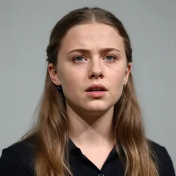 film still close - up shot of greta thunberg giving a speech in a train station eating pizza, smiling, the sun is shining. newspapers falling from sky photographic, photography