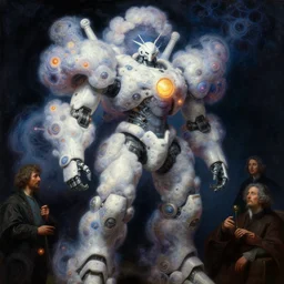 highly detailed portrait of an humanoid robotic nebula cloud mecha, painting by gaston bussiere, craig mullins, j. c. leyendecker, lights, art by ernst haeckel, john william godward, hammershøi,