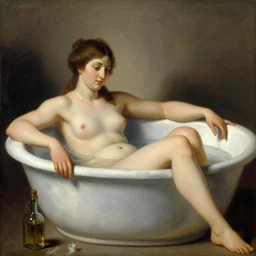 greek goddess having a bath, wine, oil painting