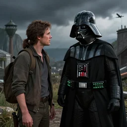 Ellie and Joel meeting Darth Vader, screenshot from 'The Last of Us'