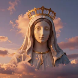 sunset clouds in shape of 3 d virgin mary face unreal engine maya octane render