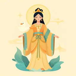 a vector illustration of a duck goddess