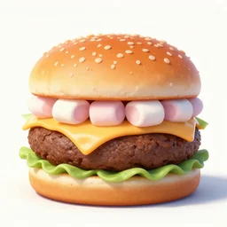 cheeseburger made of cotton candy