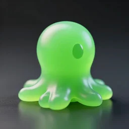 cute green jello alien, blobby, simple shapes, one eyed, octopus like, unreal engine, depth of field, refraction, caustics