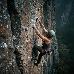 rock climbers climbing a rock, an epic fantasy, establishing shot, dramatic lighting, cinematic, extremely high detail, photorealistic, cinematic lighting, matte painting, artstation, by simon stalenhag, horizon forbidden west