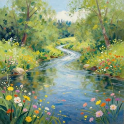 a _ beautiful _ digital _ illustration _ painting _ river _ among _ the _ flowers _ by _ benoit _ b. _ mandelbrot _ steven _ belledin _ martin _ johnsonjulius sergius klever, android jones _ - h 7 6 8