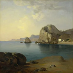 baja california bay in the style of hudson river school of art, oil on canvas