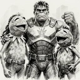 kermit!!! jim lee!!! medium shot!! flat grayscale ink sketch by jim lee close up in the style of jim lee, swat armor hulk kermitt animal by jim lee