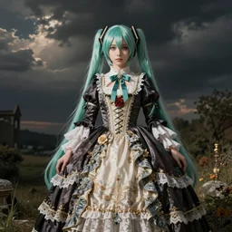 hatsune miku, baroque dress. by rembrandt, ( ( konstantin razumov ) )