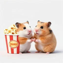 photo of two hamsters, holding hands, bucket of popcorn next to them on a cinema seat, various poses, unedited, dim light, sharp focus, 8 k