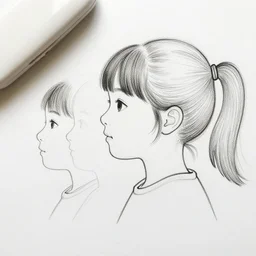 a wb plotter drawing 3 / 4 profile portrait 4 5 years old japanese woman, white and black, one single line drawing, clear line art, few parts are low poly, very contrasted, black ink, smoke and fog around, close up view - n 4