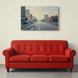 an alchemical airbrush painting, a pristine red sofa from 1 9 9 3, a day that will live in infamy
