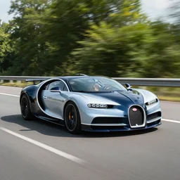 bugatti speeding on the highway,