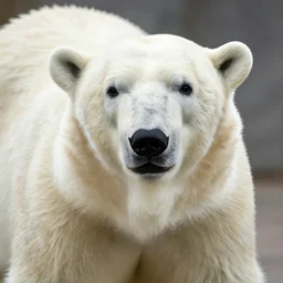 close up portrait shot of a shaved polar bear