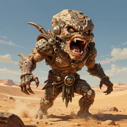 A screaming rock golem posing in a a desert, rage, full body, fantasy art, in the style of greg rutkowski, illustration, epic, fantasy, intricate, hyper detailed, artstation, concept art, smooth, sharp focus, ray tracing, vibrant