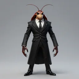 cockroach character wearing black suit, men in black, in the style of warhammer fantasy : : head torso legs : : lorax movie : : nightmare before christmas : : artstation