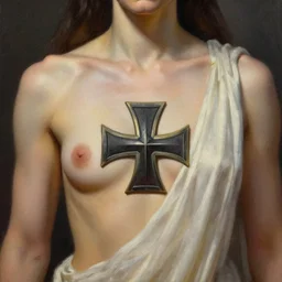 mightor, closeup portrait, sci fi, fantasy, intricate, with german iron cross on bare chest, elegant, loin cloth, highly detailed, oil painting, artstation, concept art, matte, sharp focus, illustration, hearthstone, art by earl norem