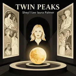sheryl lee as blonde laura palmer from twin peaks, in the red room with a golden orb, clean cel shaded vector art. shutterstock. behance hd by lois van baarle, artgerm, ilya kuvshinov, cedric peyravernay, boris vallejo, alphonse mucha, by jeremy mann, by lecouffe deharme, illustration, black cream and