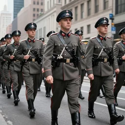 detailed modern photograph of nazis marching through new york city