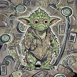 yoda illustration by genndy tartakovsky, backlight, dramatic lighting