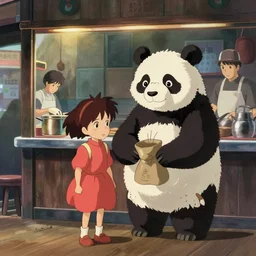 studio ghibli anime film ham panda, about a girl and her best panda friend working at a deli, miyazaki movie
