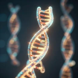 a 3D render of a glowing DNA molecule, bokeh, Canon 50mm, cinematic lighting, volumetric light, octane, octane render, redshift render