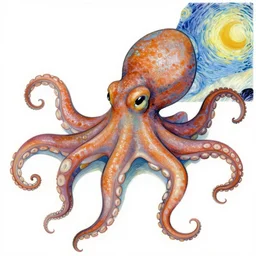 van gogh style octopus
